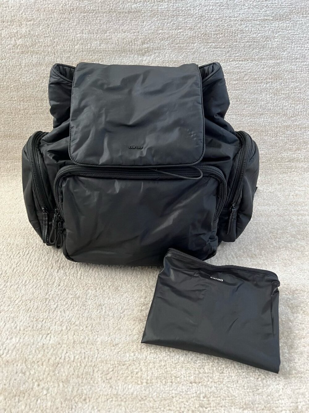 Caraa Black Nylon Baby Bag Diaper Backpack Travel Luxury